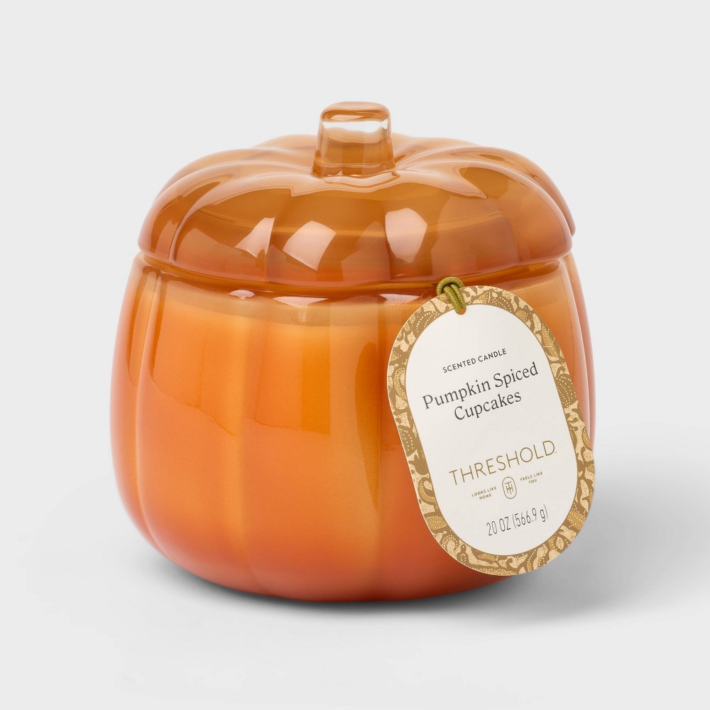 2 Wick Large Glass Fall Pumpkin Candle Pumpkin Spiced Cupcakes Jar - Threshold™: Fall