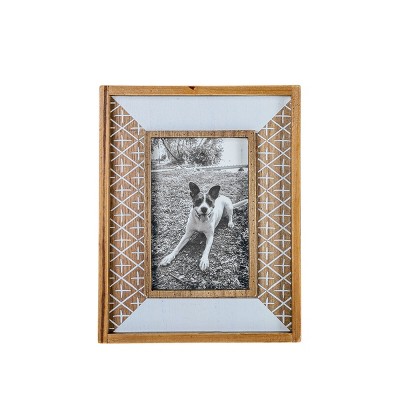 4X6 Inch Cross Pattern Picture Frame White MDF, Wood & Glass by Foreside Home & Garden