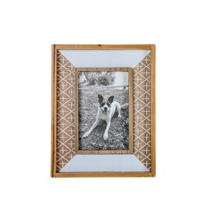 4X6 Inch Cross Pattern Picture Frame White MDF, Wood & Glass by Foreside Home & Garden - 1 of 4