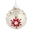 Kurt Adler 80MM Silver with Red Snowflake Glass Ball Ornaments, 6-Piece Set - 3 of 4