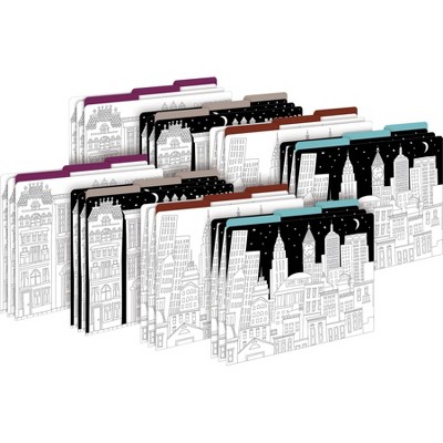 Barker Creek 24pk Color Me! Cityscapes Letter Size File Folders Design Set