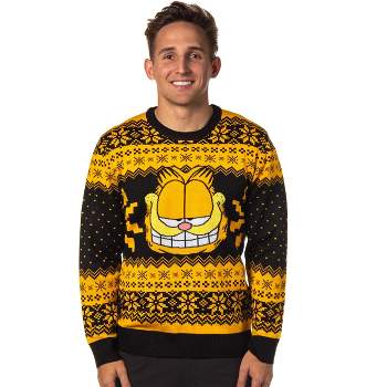 Garfield Cat Men's Big Grin Fair Isle Design Pullover Ugly Christmas Sweater