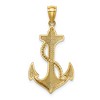 Black Bow Jewelry 14k Yellow Gold Polished Anchor with Rope Pendant, 17 x 32mm - 3 of 4