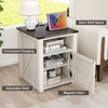Dyonery 18" Blue Nightstand with Chargers Rustic Wooden High Nightstand with 2 Drawers for Bedroom, Living Room and Closet - 3 of 4