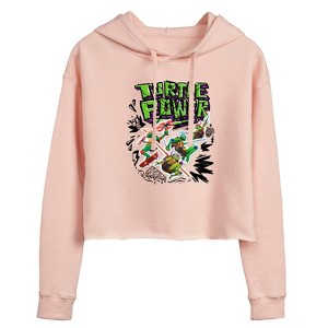 Women's - Teenage Mutant Ninja Turtles Mutant Mayhem - Turtle Power Cropped Graphic Hoodie - 1 of 2