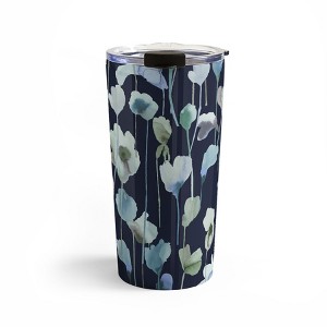 Ninola Design Watery Abstract Flowers Navy Travel Mug 20 oz Stainless Steel Travel Mug - Deny Designs - 1 of 4