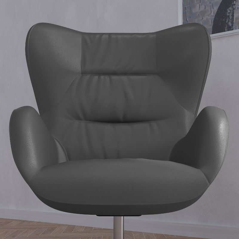 Merrick Lane Ergonomic High-Back Lounge Chair 360° Swivel Accent Chair Side Chair with 4 Star Alloy Base, 5 of 17