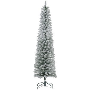 Aghana Digitals 6ft Slim Snow-Flocked Artificial Pine Christmas Tree with 394 Realistic Tips, Easy - 1 of 4