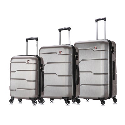 DUKAP Rodez Lightweight 3pc Hardside Checked Luggage Set - Silver