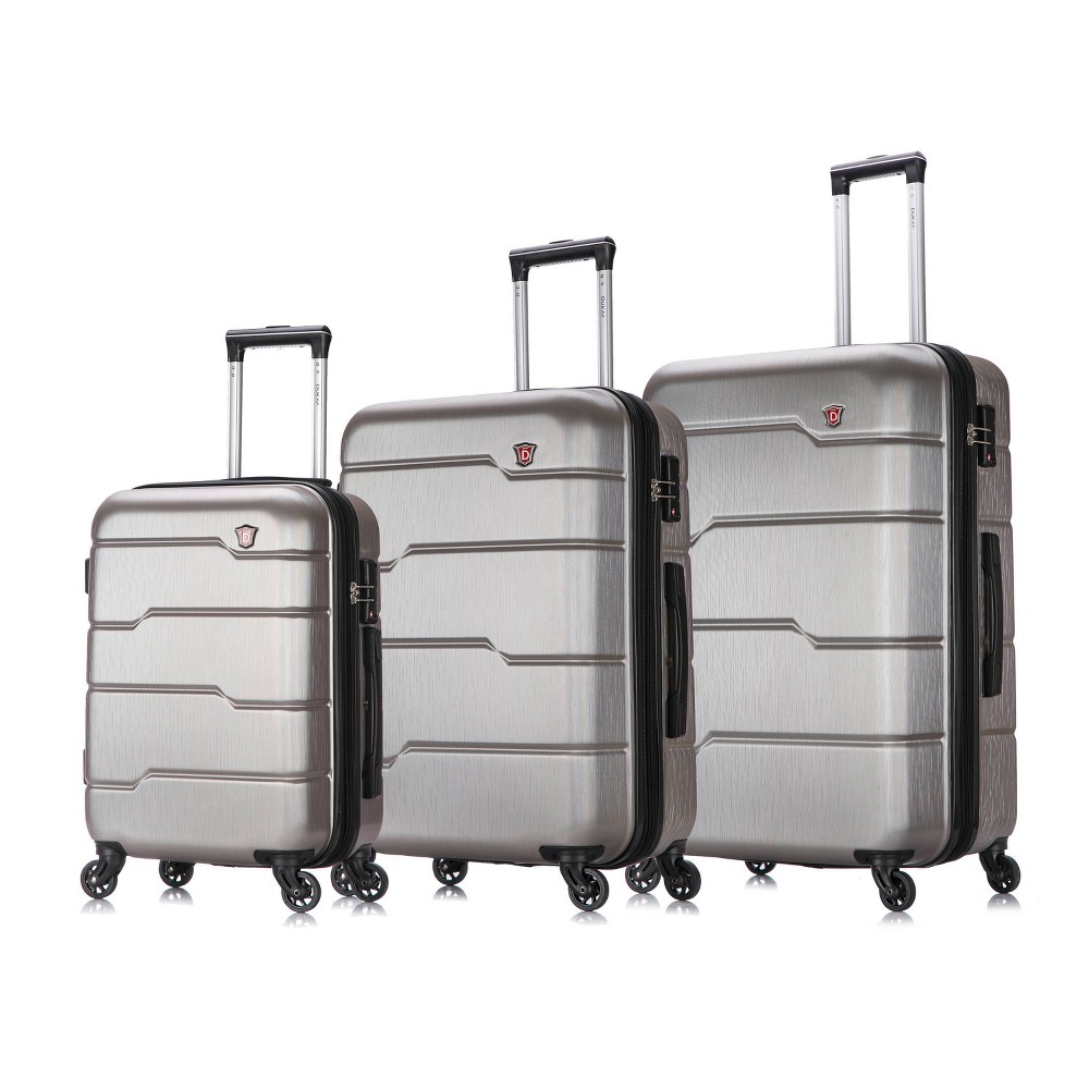 Photos - Business Briefcase Dukap Rodez Lightweight 3pc Hardside Checked Luggage Set - Silver 