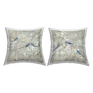Stupell Industries Blue Birds Perched Tree Blossoms Spring Scene (Set of 2) - 1 of 3