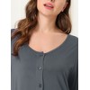 cheibear Women's Nightgown Button Down Short Sleeve Soft Modal Loose Pajama Sleepshirt - 4 of 4