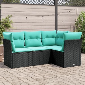 Garden Sofa Set Black PE Rattan  vidaXL - 1 of 3