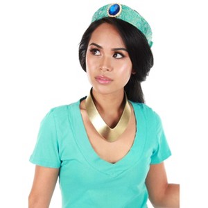 HalloweenCostumes.com   Women  Disney Aladdin Princess Jasmine Jeweled Headband and Necklace Costume Kit, Brown/Blue - 1 of 2