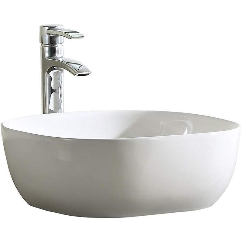 Fine Fixtures Rounded Square Thin Edge Vessel Bathroom Sink Vitreous China Without Overflow, 1 of 5