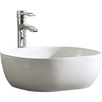 Fine Fixtures Rounded Square Thin Edge Vessel Bathroom Sink Vitreous China Without Overflow