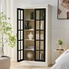 71.2" Tall Glass Display Cabinet with Adjustable Shelves, Farmhouse China Hutch with Lattice Glass Doors, Kitchen Pantry Cabinet - Panipeachy - 2 of 4