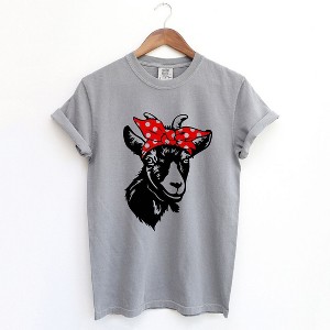 Simply Sage Market Women's Goat and Bandana Short Sleeve Garment Dyed Tee - 1 of 4