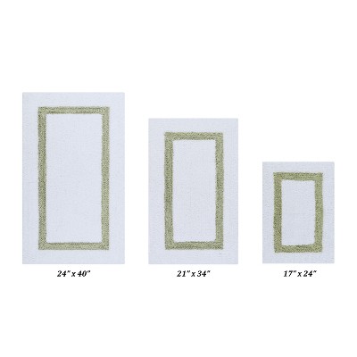 Hotel 3 PC Bath Rug 100% Premium Cotton Tufted Weave Two Tone Reversible Bathroom Rug, Super Soft Absorbent, Machine Washable Bath Mat