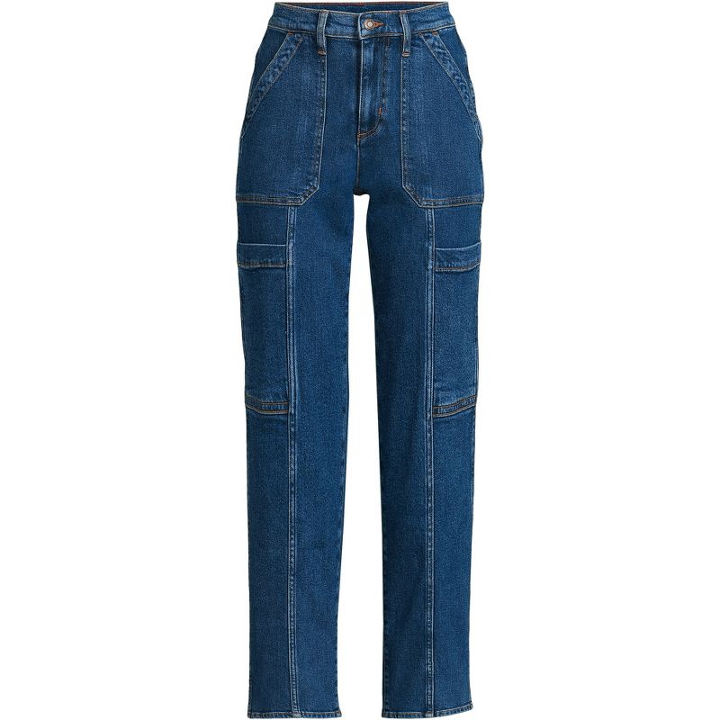 Lands' End Women's Denim High Rise Utility Cargo Ankle Jeans, 3 of 5