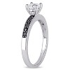 EVERLY JEWELRY | Sterling Silver 1/10 CT TW Black Diamond and Created White Sapphire Engagement Ring with Black Rhodium - 2 of 4