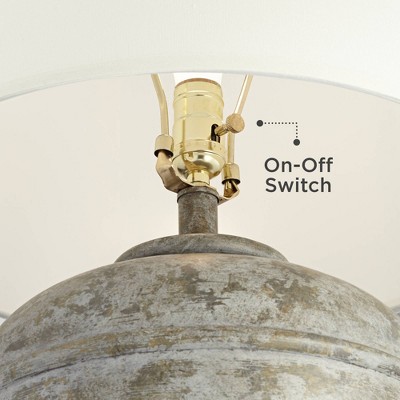 Southwest Rustic Faux Stone Table Lamp with Cream Linen Shade