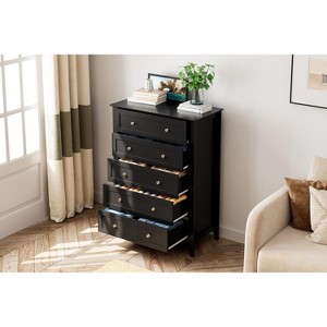 5-Drawer Wooden Dresser – Storage Cabinet Organizer for Office, Living Room & Hallway - 1 of 4