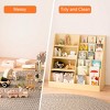 AENKYO 4-Tier Kids Bookshelf and Toy Storage Organizer Wooden Bookcase with Display Ledges & Storage Bin, Natural MDF - 4 of 4