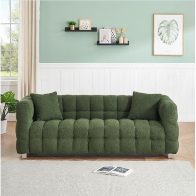 NicBex Couches for Living Room 80"Inch Modern Teddy Upholstered 3 Seater Sofa Couch with Sturdy Hardware Foot Support and 2 Throw Pillows
