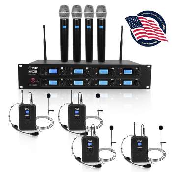 Pyle Professional 8 Channel UHF Wireless Microphone & Receiver System - Black