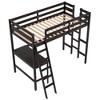 Costway Twin Size Loft Bed w/ Desk & Shelf 2 Ladders & Guard Rail for Kids Teens Bedroom Brown/Grey/White - 2 of 4