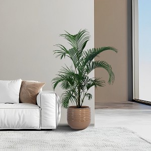 Chic Crate Modern Ceramic Planter Pots Set of 3 – Versatile Indoor/Outdoor Flowerpots with Drainage Holes - 1 of 4