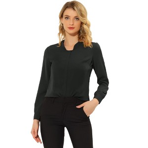 INSPIRE CHIC Women's Long Sleeve Solid Color Lightweight Blouses - 1 of 4