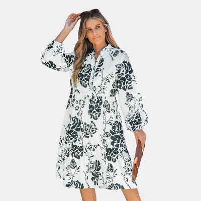 Women's Floral Long Sleeve Above Knee Length Dress - Cupshe