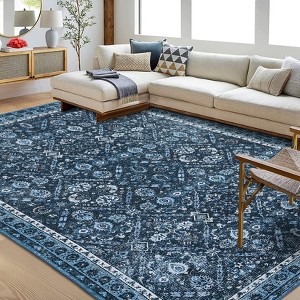 Vintage Area Rug 5x7 Floral Stain Resistant Washable Rug for Living Room Soft Low-Pile Carpet Non-Shedding Throw Rug Foldable Non-Slip Backing Rug - 1 of 4