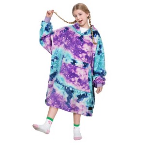 Catalonia Oversized Blanket Hoodie Sweatshirt for Kid Girl Boy, Soft Fleece Wearable Blanket Pullover with Front Pocket, Cozy Gift for Teen Boys Girls - 1 of 4