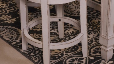 Realyn 24" White Wood Backless Swivel Barstool
