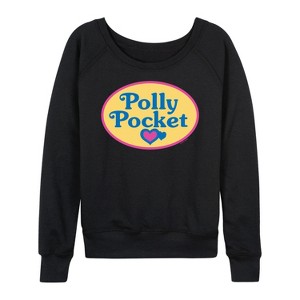 Women's - Polly Pocket - Polly Pocket Color Logo Lightweight French Terry Wide Neck Long Sleeve Shirt - 1 of 4