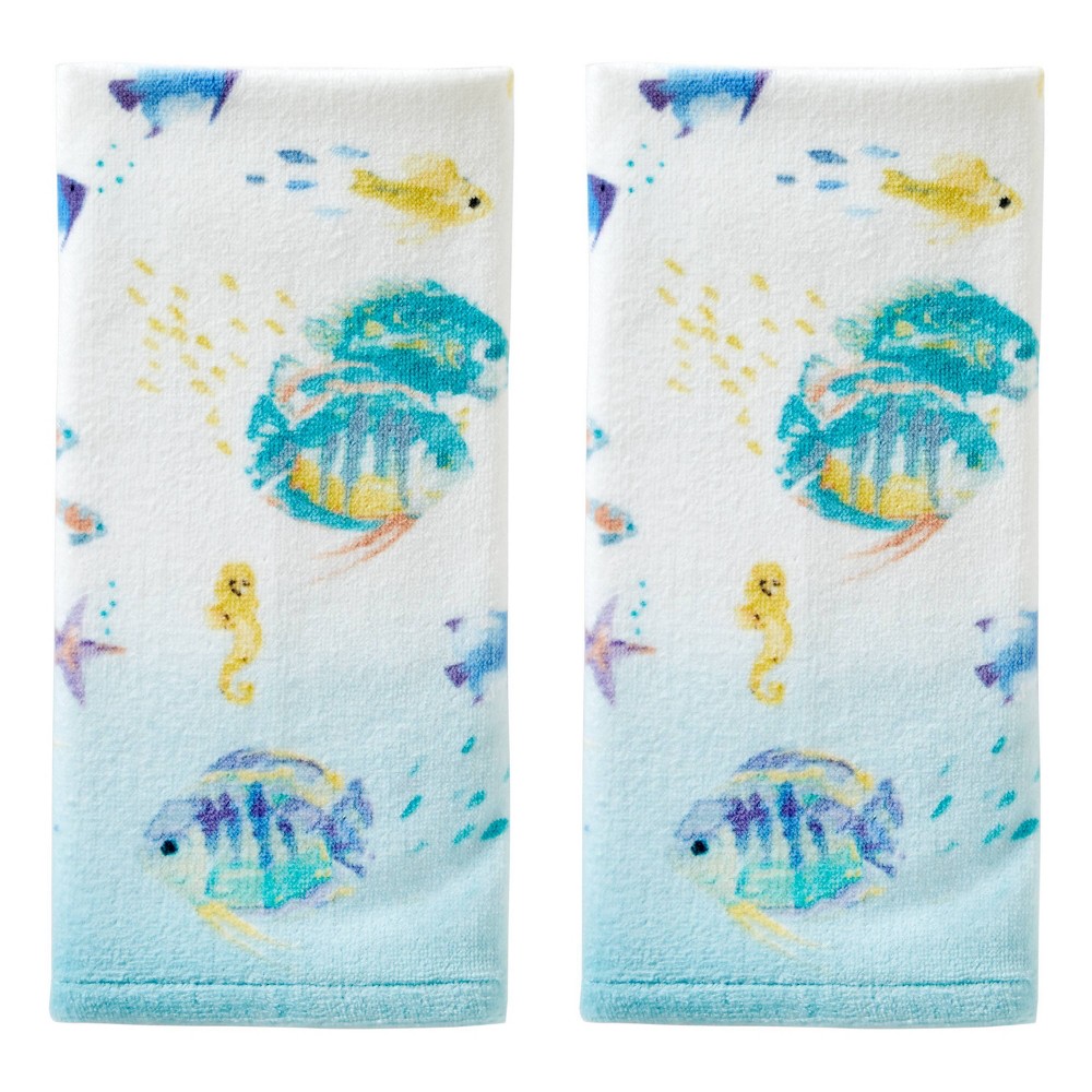 Photos - Towel 2pk Ocean Watercolor Hand  - SKL Home