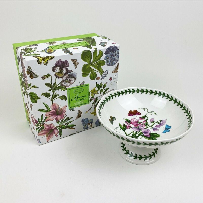 Portmeirion Botanic Garden Scalloped Edge Footed Bowl, Porcelain Serving Bowl - Sweet Pea Motif,7 Inch, 2 of 6