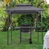8x5Ft Grill Gazebo Replacement Canopy,Double Tiered BBQ Tent Roof Top Cover,Beige - 3 of 4