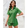 Clearlove Women's 2 Piece Outfits Short Sleeve Button Down Shirts Top High Waist Shorts Set Tracksuit - 3 of 4