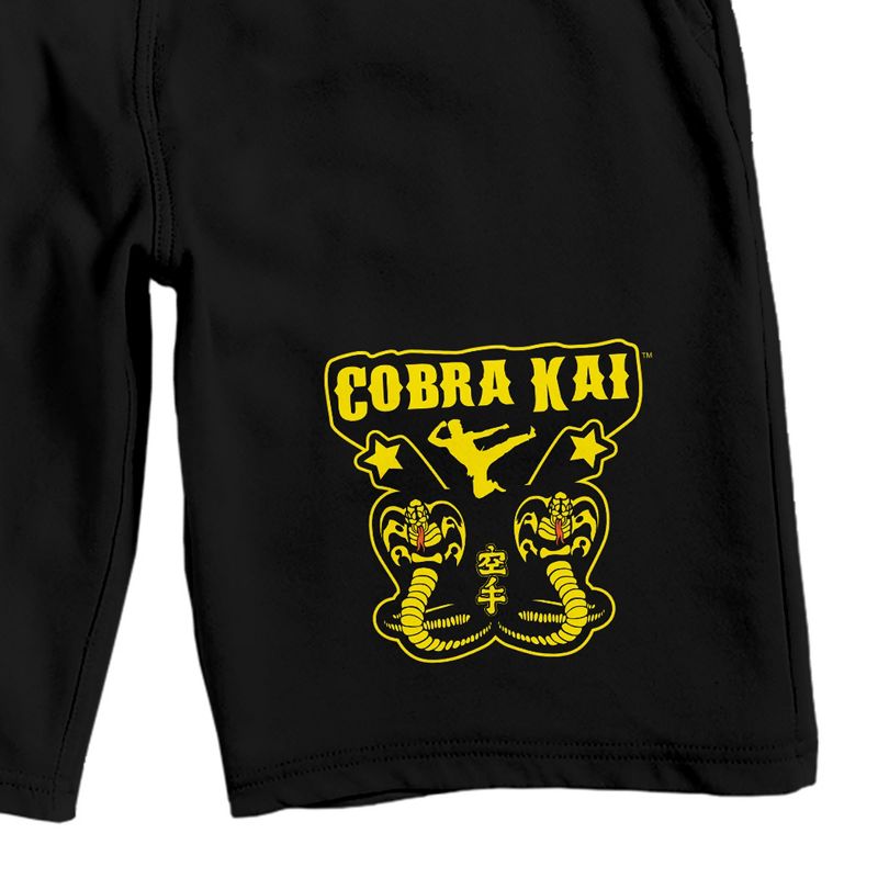 Cobra Kai Logo With Two Snakes and a Star Men's Black Sleep Shorts, 2 of 4