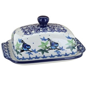 Blue Rose Polish Pottery 295 Ceramika Artystyczna Butter Dish - 1 of 2