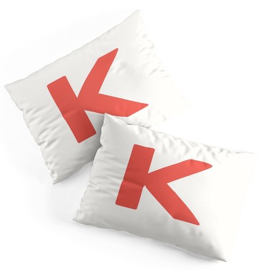 Deny Designs Standard April Lane Art Block Red Monogram K Microfiber Printed Pillow Sham