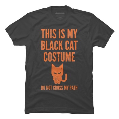 Men's Design By Humans Halloween Introvert Black Cat Costume By Commykaze T-Shirt