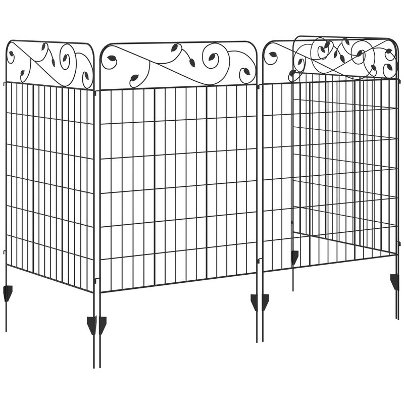 Outsunny Garden Fence, 4 Pack Metal Fence Panels, Animal Barrier & Decorative Yard Border Edging, Landscape, 43" H, 4 of 7