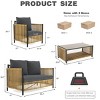 Coolbibila-PE Wicker Sofa Set Brown, 2 Pieces Single Sofa With Gray Cushion, Patio Furniture Set 2 Piece, Accent Chairs For Outdoor - 4 of 4