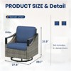 Buenhomino 3 PCS Patio Furniture Set Swivel Rocking Chairs Set of 2 with Glass Top Side Table - 3 of 4