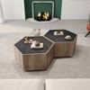 Vynxaria Hexagonal Rural Style Garden Retro Living Room Coffee Table with 2 drawers, Textured Black + Warm Oak - 2 of 4